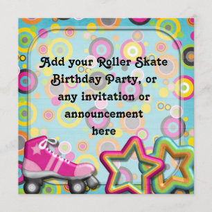 Retro Roller Skate Birthday party Invitation