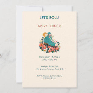 Retro Roller Skate Birthday Party Invitation