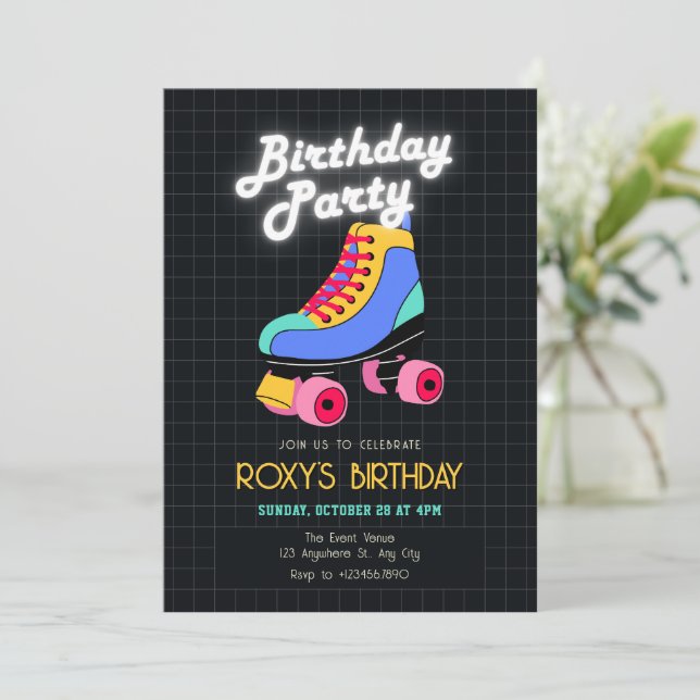 Retro roller skate  invitation (Standing Front)