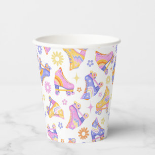 Retro Roller Skate Party Pattern Paper Cups