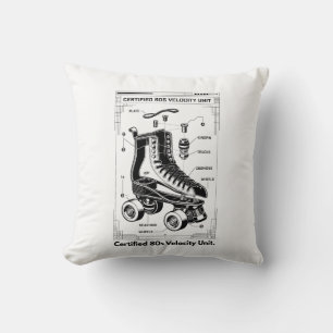 Retro Roller Skate T-Shirt Throw Pillow