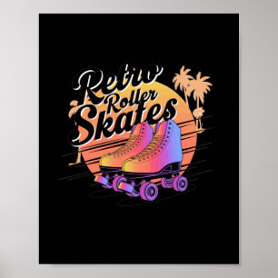 Retro Roller Skates - 80s Vibes Sticker  Poster