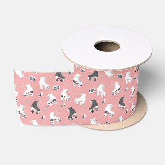 Retro Roller Skates and Cassette Tapes Satin Ribbon