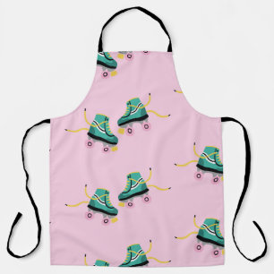 Retro roller skates: pink pattern. apron