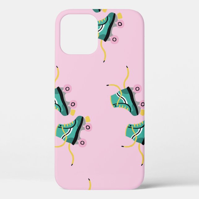 Retro roller skates: pink pattern. Case-Mate iPhone case (Back)