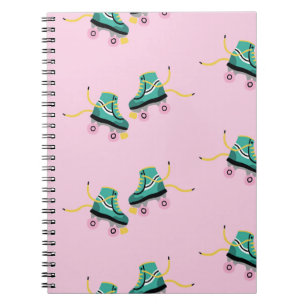 Retro roller skates: pink pattern. notebook