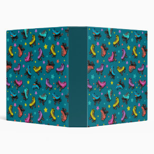 Retro Roller Skates & Stars Binder