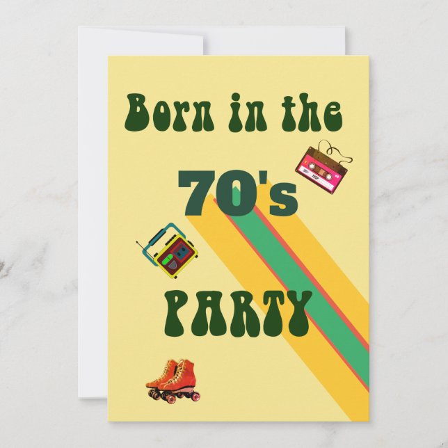 Retro Roller Skates Tapes 50th Birthday Party Invitation (Front)