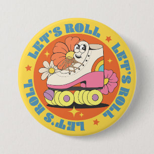 Retro Roller Skating  3 Inch Round Button