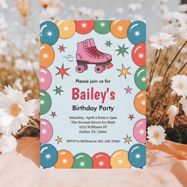 Retro Roller Skating Birthday Invitation (Creator Uploaded)