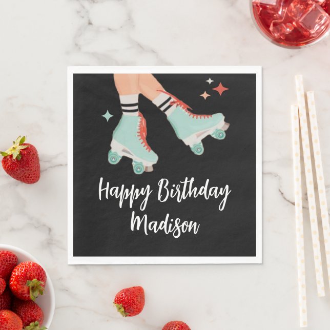 Retro Roller Skating Birthday Paper Napkin (Insitu)