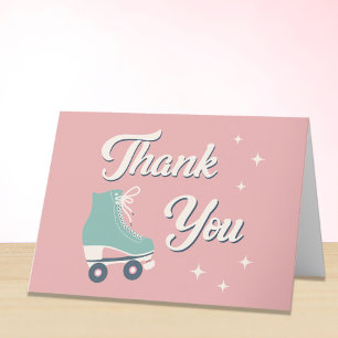 Retro Roller Skating Birthday Party Thank You Card