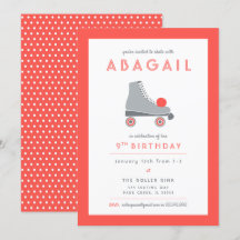 Retro Roller Skating Party in Coral and Grey