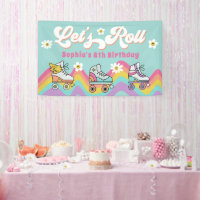 Retro Roller Skating Rainbow Birthday Banner