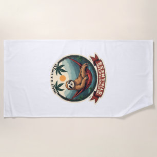 Retro Roller Sloth Vintage Skating Vector Art Beach Towel