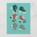 Retro Rollerskates Green Pink Postcard<br><div class="desc">Customizable card,  Add your own text to the back or front of the card.
Check my shop for more designs or let me know if you'd like something custom.</div>