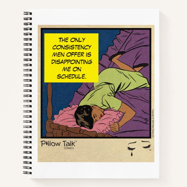 Retro Romance Vintage Comic: Pillow Talk Design Notebook (Front)
