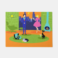 Retro Romantic Evening Couple Door Mat