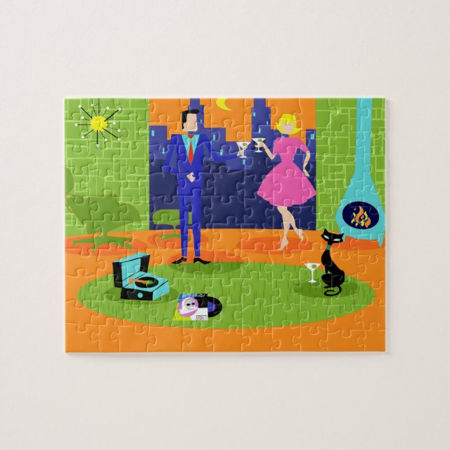 Retro Romantic Evening Couple Puzzle (Horizontal)