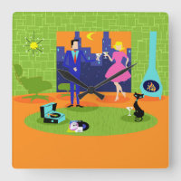 Retro Romantic Evening Couple Wall Clock
