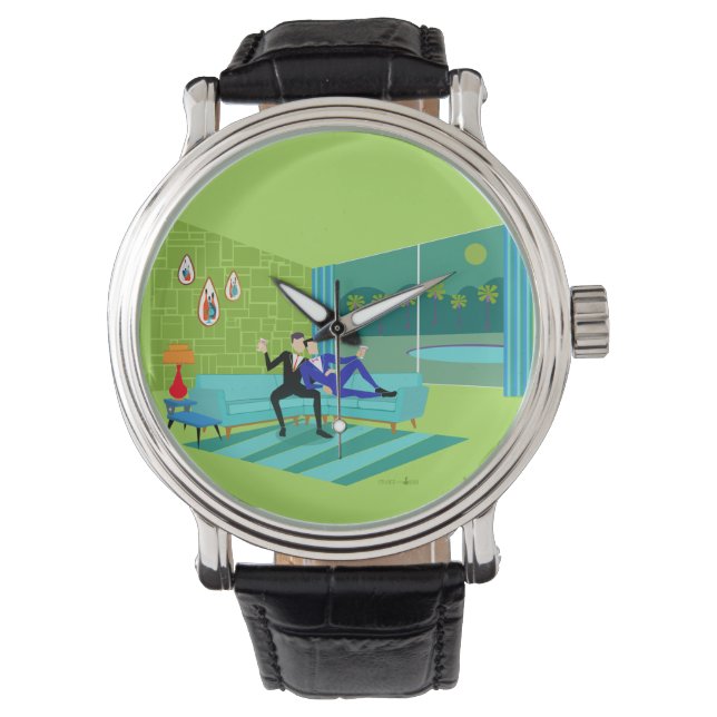Retro Romantic Gay Couple Watch (Front)