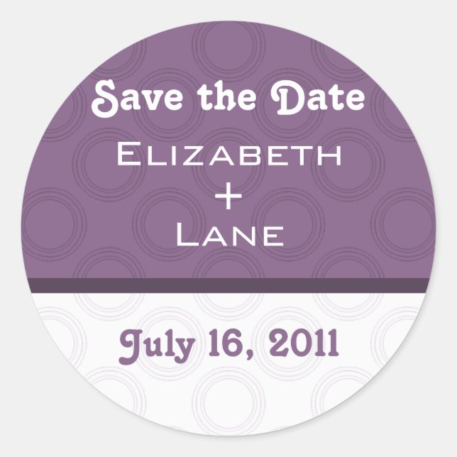 Retro Romantic Save the Date Stickers (Front)