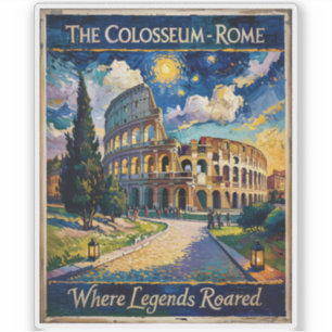 Retro Rome Italy Colosseum Travel Van Gogh Vibrant