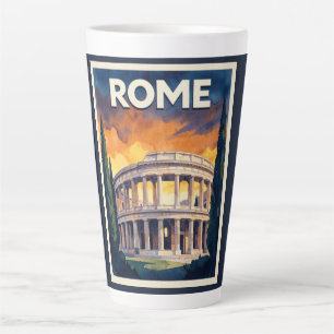 Retro Rome Travel Poster Latte Mug