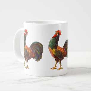 Retro Rooster Art Vintage Jumbo Mug