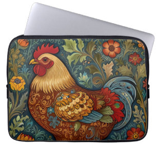 Retro rooster boho chic country chicken  laptop sleeve