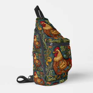 Retro rooster boho chic country chicken  sling bag