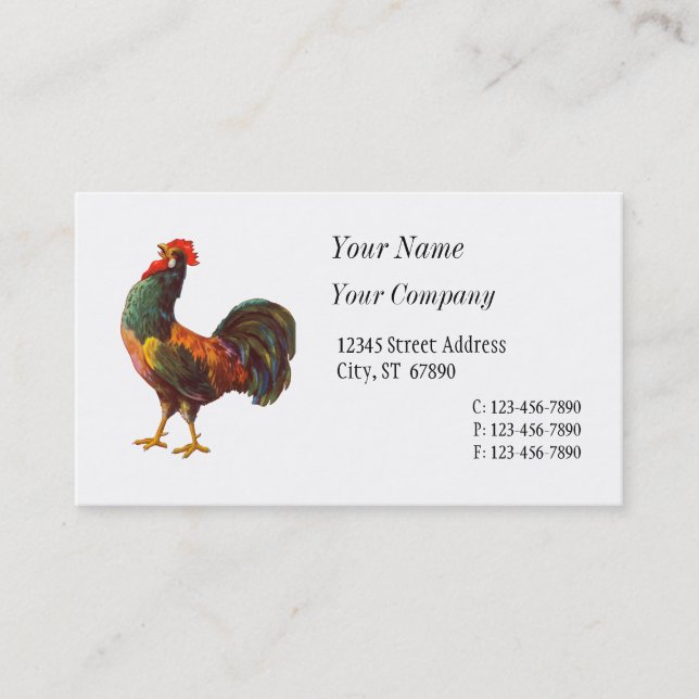 Retro Rooster Custom Business Cards (Front)