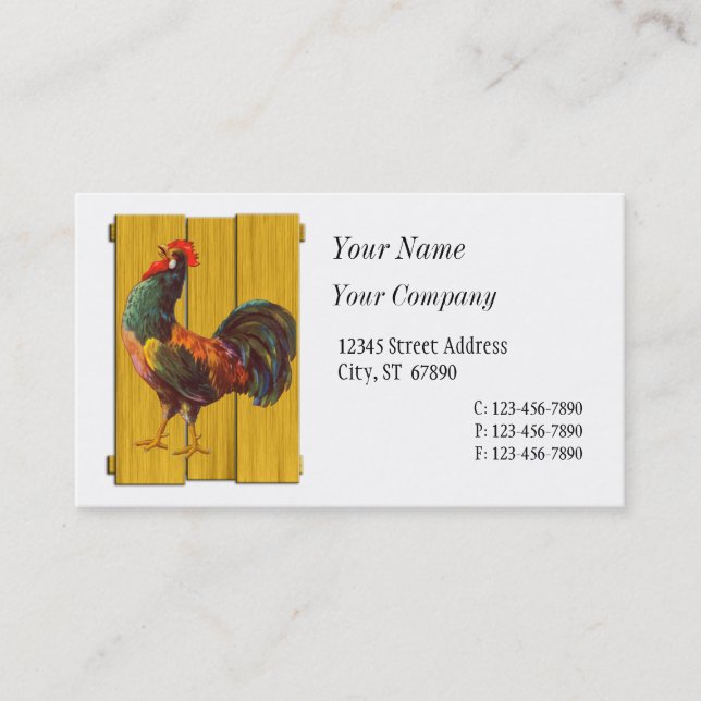 Retro Rooster Custom Business Cards (Front)