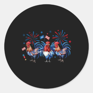 Retro Rooster Patriotic Usa Chickens Farm Animal 4 Classic Round Sticker