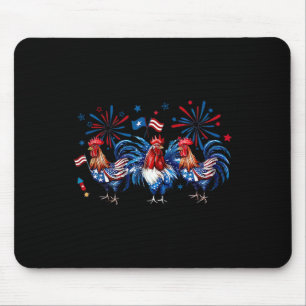 Retro Rooster Patriotic Usa Chickens Farm Animal 4 Mouse Pad