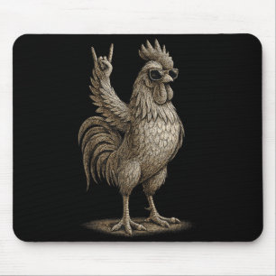 Retro Rooster Rock Music Funny Men Women Boy Girl Mouse Pad