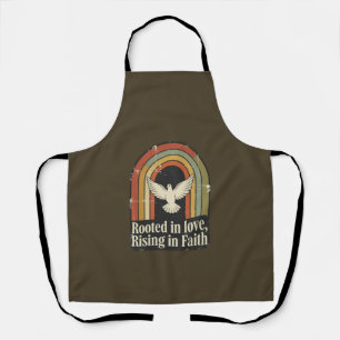 Retro rooted and rising faith design apron