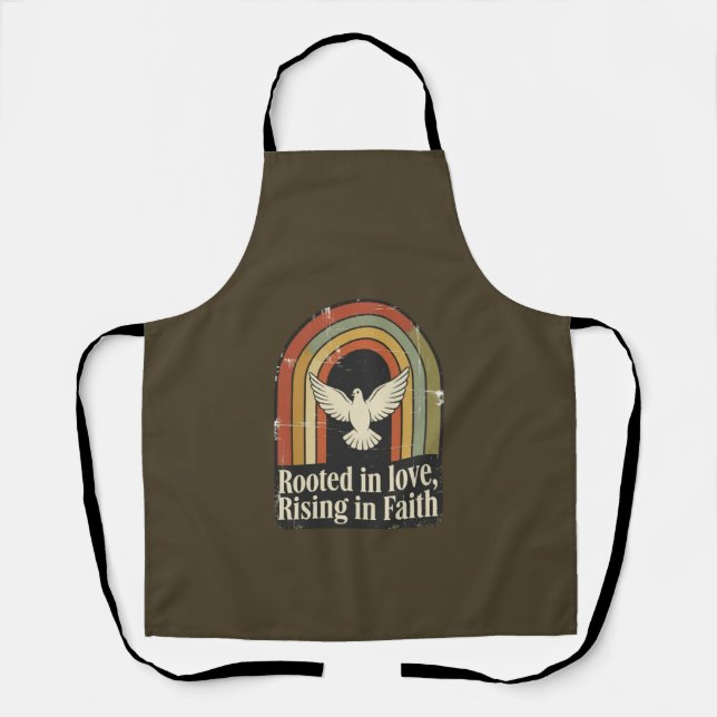 Retro rooted and rising faith design apron (Front)