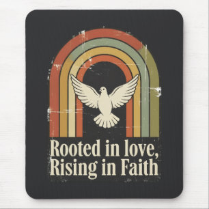 Retro rooted and rising faith design mouse pad