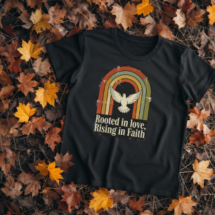 Retro rooted and rising faith ripped fabric design T-Shirt