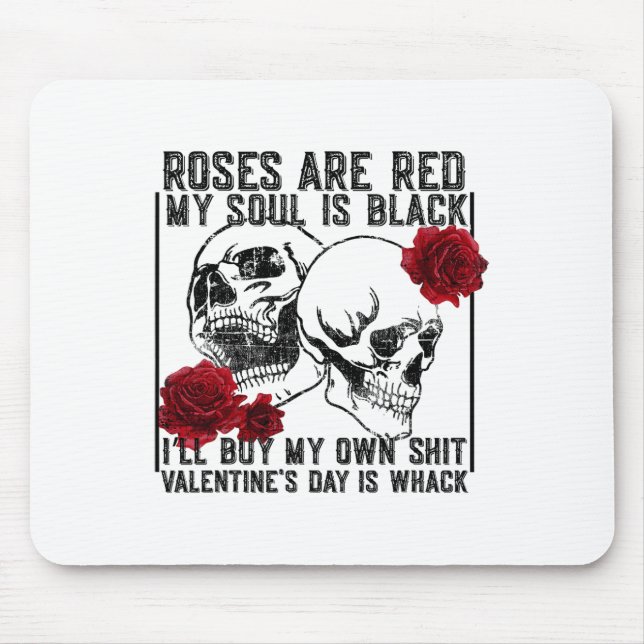 Retro Rose Are Red My Soul Is Black Skeleton Anti  Mouse Pad (Front)
