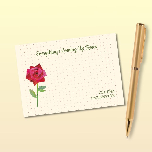 Retro Rose Cute Funny Motivational Home Office Post-it Notes (Everything's coming up roses! These notes feature my own unique collage art red rose.)