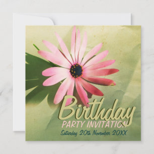 Retro Rose Daisy Flower Invitations d'anniversaire