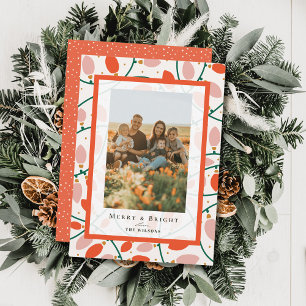 Rétro rose feux de Noël Carte photo de vacances