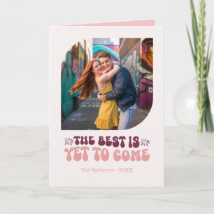 Retro Rosé Glow Champagne Retro New Year Photo Holiday Card