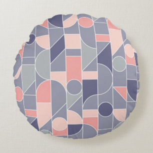 Retro Rose Grey Seamless Motif Round Pillow