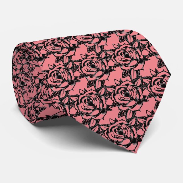 Retro Rose Power Tie – Pink with Purpose (Rolled)