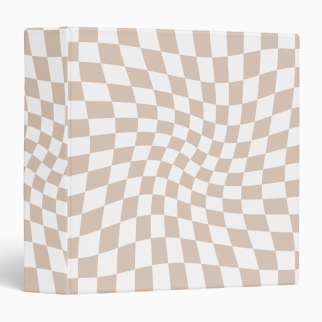 Retro Rose Sand Pink Pastel Warped Chequerboard   Binder (Front/Spine)