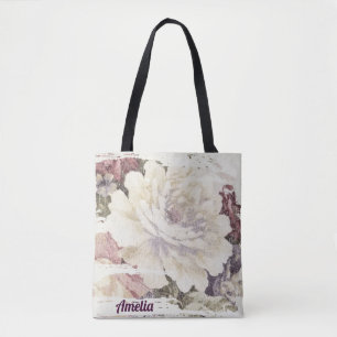 Retro rose upholstery pattern tote bag