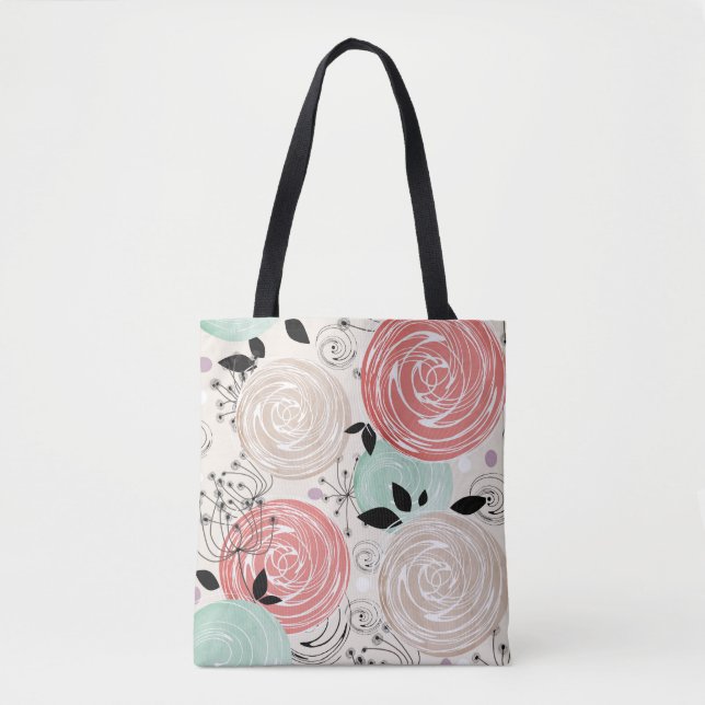 Retro, roses tote bag (Front)